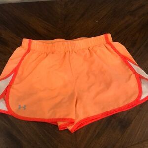 Neon orange under armor athletic shorts comfy